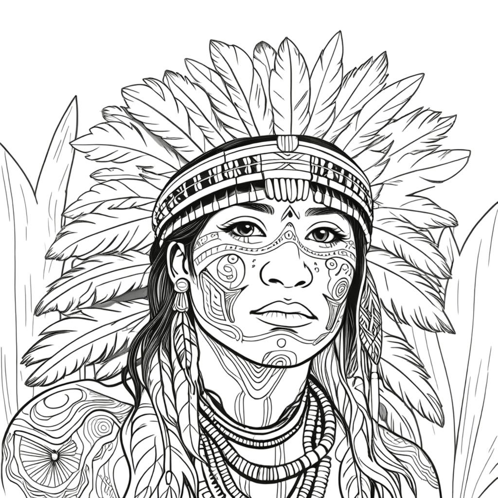 Desenho de Grafismos Corporais Sagrados e Pintura Ritual para colorir
